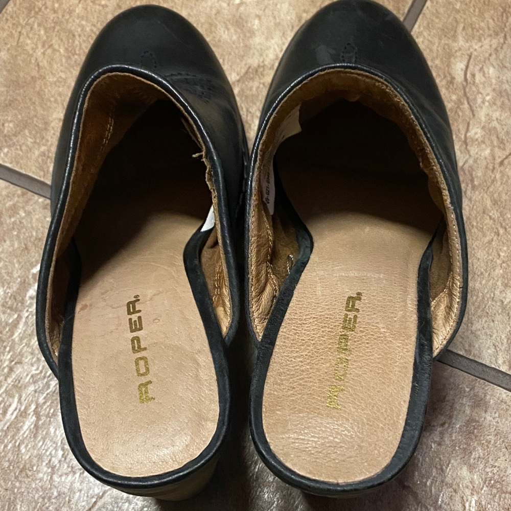 Roper Black Leather Slip-On Clog Mules 8 Western Vibes Cowgirl Office - Picture 8 of 10